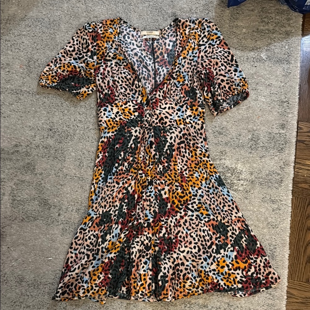 Pull&Bear Orange Black Ruffled Mini Dress
